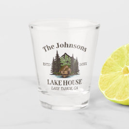 Lake House Wood Themed Family Name Personalisiert Schnapsglas