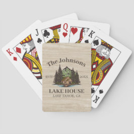 Lake House Wood Themed Family Name Personalisiert Spielkarten