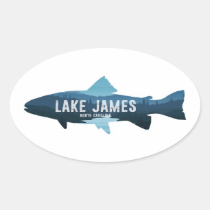 Lake James North Carolina Fisch Ovaler Aufkleber