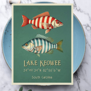 Lake Keowee South Carolina gestreifter Fisch Postk Postkarte