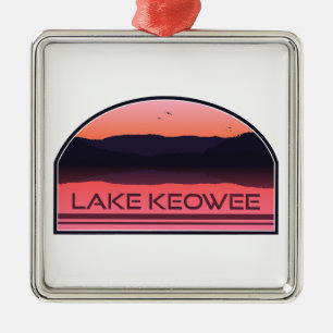 Lake Keowee South Carolina Roter Sonnenaufgang Ornament Aus Metall