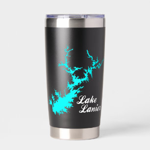 Lake Lanier Georgia Cyan Ufer Schriftzug Kartenski Thermobecher