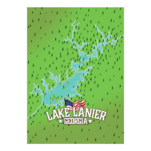 Lake Lanier Georgia Karte Fotodruck