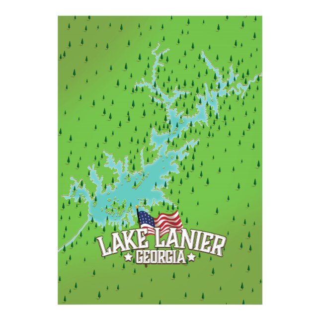 Lake Lanier Georgia Karte Fotodruck (Vorne)