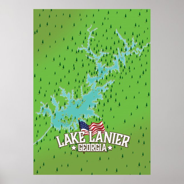 Lake Lanier Georgia Karte Poster (Vorne)