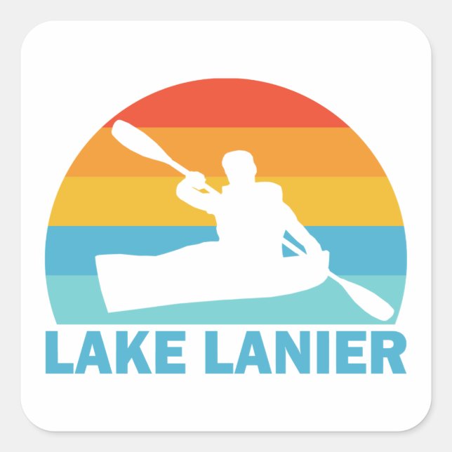 Lake Lanier Georgia Kayak Quadratischer Aufkleber (Vorderseite)