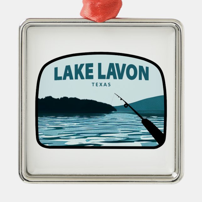 Lake Lavon Texas Fishing Rod Ornament Aus Metall (Vorne)