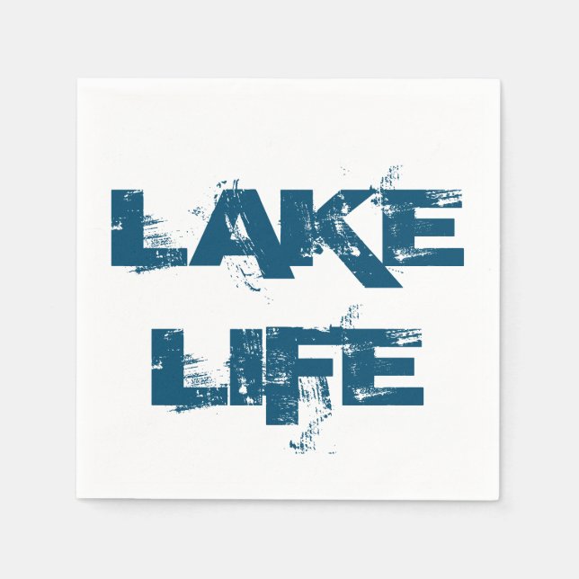 Lake Life Blue Not Schriftart Serviette (Vorderseite)