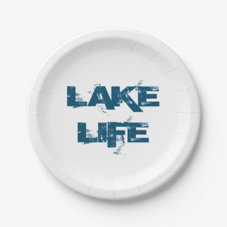 Lake Life Blue Typografie Pappteller
