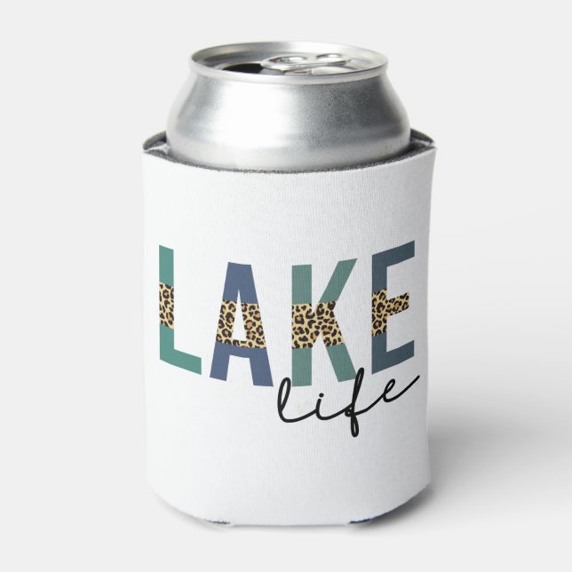 Lake Life Cheetah Print Typografy Dosenkühler (Kanne Vorderseite)
