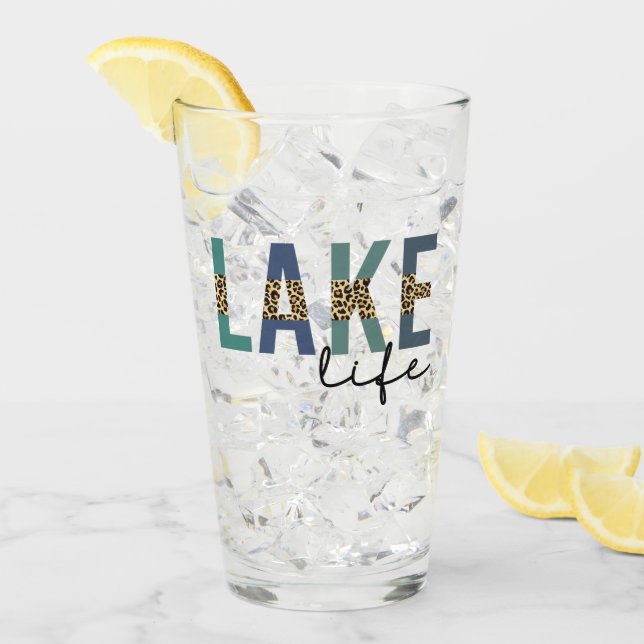Lake Life Cheetah Print Typografy Glas (Vorderseite Ice)