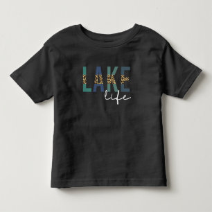 Lake Life Cheetah Print Typografy Kleinkind T-shirt