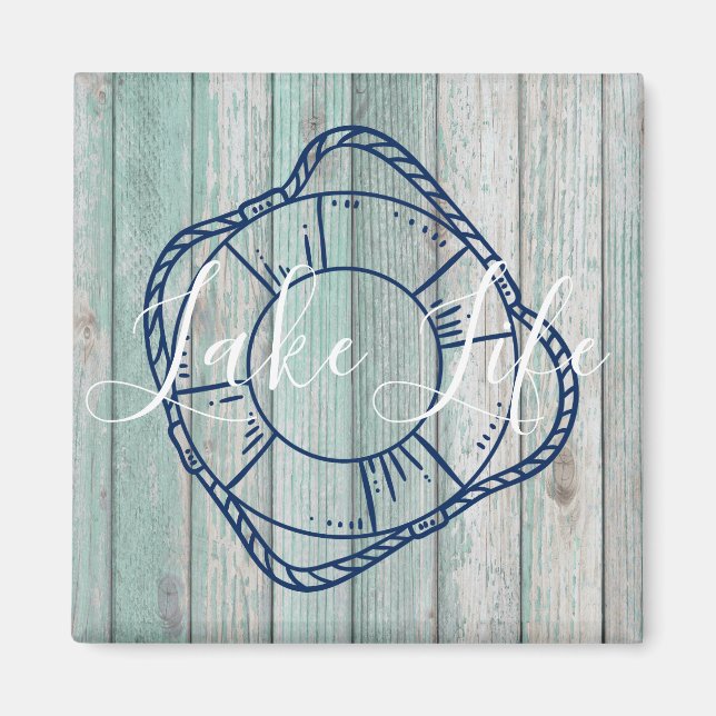 Lake Life & Preserve Blue Wood Magnet (Vorne)