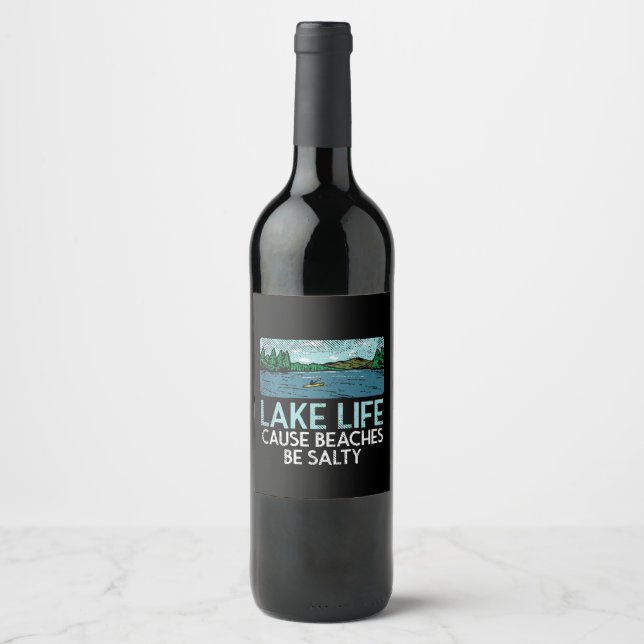Lake Life Salty Beaches Weinetikett (Vorderseite)