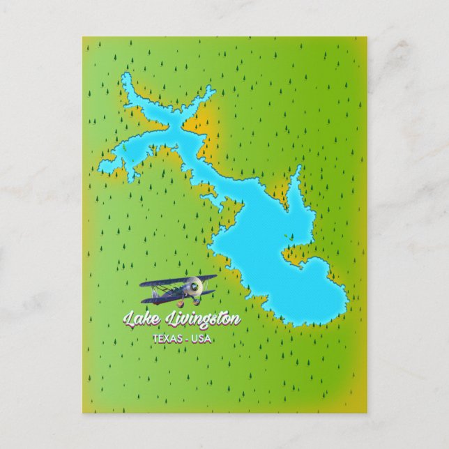 Lake Livingston Texas Map Postkarte (Vorderseite)