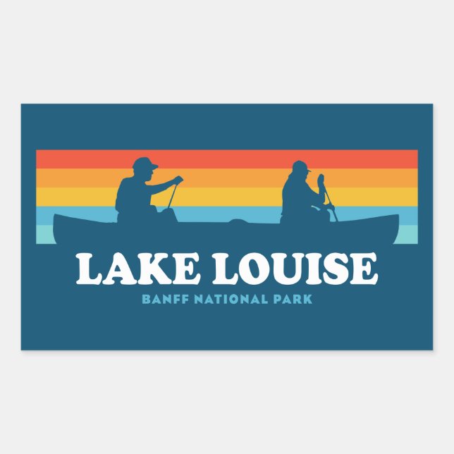 Lake Louise Banff National Park Canoe Rechteckiger Aufkleber (Vorderseite)