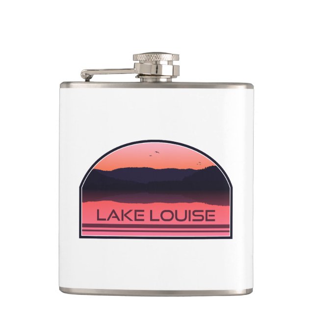 Lake Louise Banff National Park Red Sunrise Flachmann (Vorderseite)