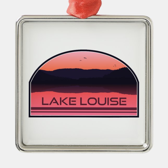 Lake Louise Banff National Park Red Sunrise Ornament Aus Metall (Vorne)