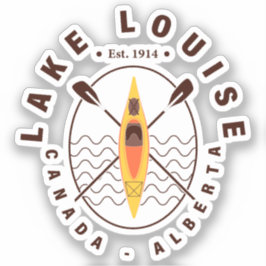 Lake Louise Canada Alberta Kayaking Retro Souvenir Aufkleber