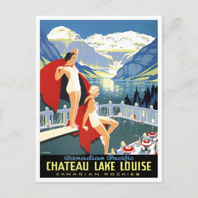 Lake Louise Canada Vintage Reise Postkarte (Vorderseite)