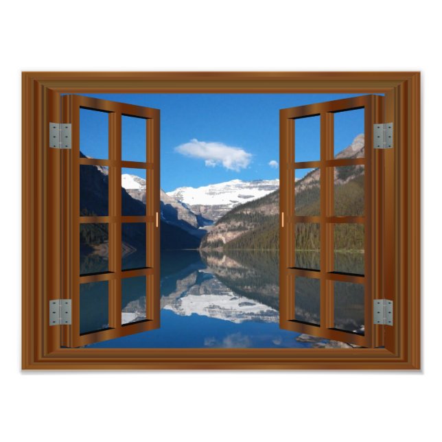 Lake Louise Mountain Reflection Lake Imitats Windo Fotodruck (Vorne)