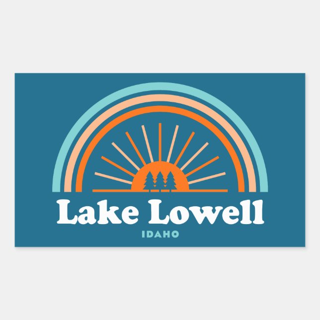 Lake Lowell Idaho Rainbow Rechteckiger Aufkleber (Vorderseite)
