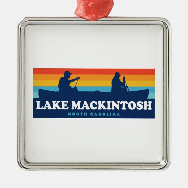 Lake Mackintosh North Carolina Canoe Ornament Aus Metall (Vorne)
