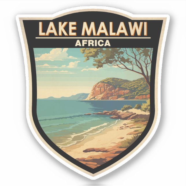 Lake Malawi Africa Travel Art Vintag Aufkleber (Vorderseite)