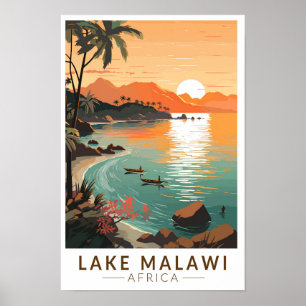 Lake Malawi Afrika Sonnenuntergang Reise Kunst Vin Poster