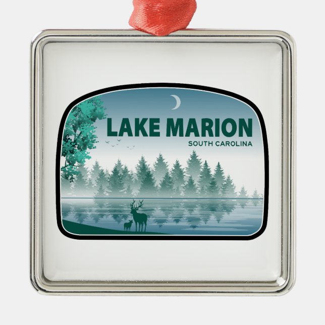 Lake Marion South Carolina Deer Ornament Aus Metall (Vorne)
