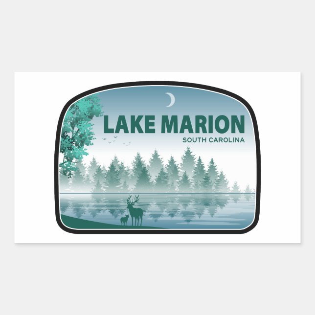 Lake Marion South Carolina Deer Rechteckiger Aufkleber (Vorderseite)