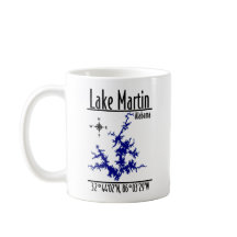 Lake Martin Alabama Blaue nautische Karte Kaffeeta