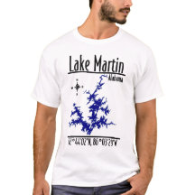 Lake Martin Alabama Blaue nautische Kartenkoordina