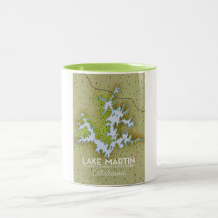 Lake Martin Alabama Reiseplakat Karte. Zweifarbige Tasse