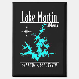 Lake Martin Alabama Seekarten Koordinaten Magnet