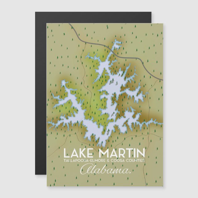 Lake Martin Alabama Travel Plakatkarte. Magnetkarte (Vorne/Hinten)