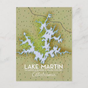 Lake Martin Alabama Travel Plakatkarte. Postkarte
