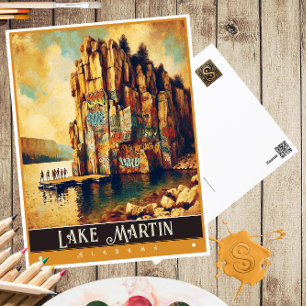 Lake Martin, Alabama Vintage Gemälde Postkarte