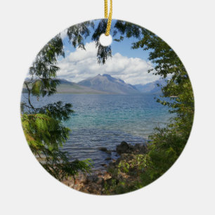 Lake McDonald durch einen Waldrahmen Keramik Ornament