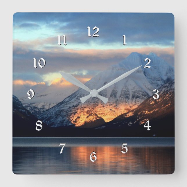 Lake McDonald, Glacier National Park Quadratische Wanduhr (Vorderseite)