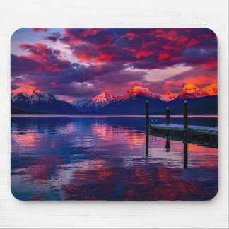 Lake McDonald, Glacier National Park red sky Mousepad