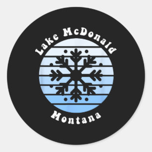 Lake Mcdonald Montana Snowflake Weihnachten Winter Runder Aufkleber