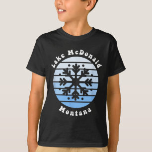 Lake Mcdonald Montana Snowflake Weihnachten Winter T-Shirt