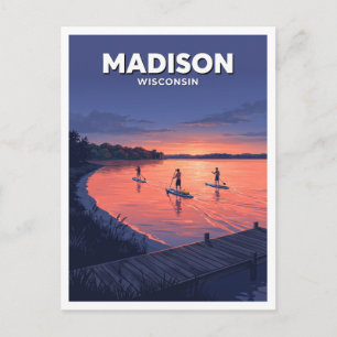 Lake Mendota Sonnenuntergang-Paddleboarding, Madis Postkarte