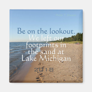 Lake Michigan Beach Date Voyage Fridge Magnet