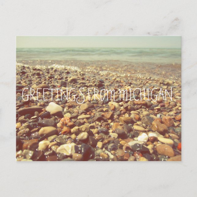 Lake Michigan Beach Rocks Shoreline Sea Postkarte (Vorderseite)