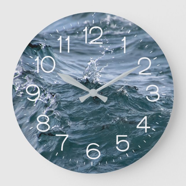 Lake Michigan Blue Water Große Wanduhr (Vorderseite)