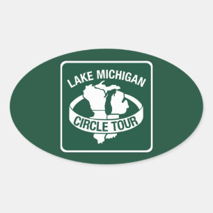 Lake Michigan Circle Tour, Sign, Wisconsin, USA Ovaler Aufkleber