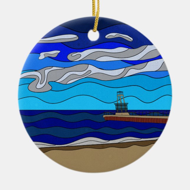 Lake Michigan - Keramik Ornament (Kreis) (Vorne)