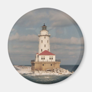 Lake Michigan Lighthouse Round Magnet